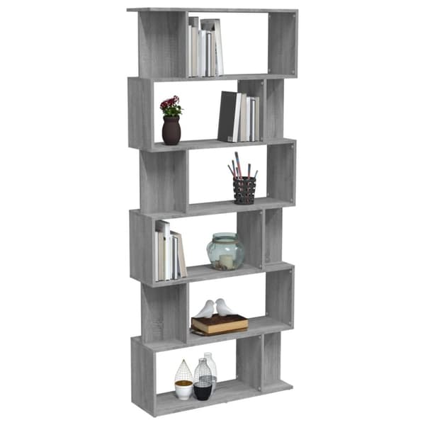The Living Store bogreol/rumdeler 80x24x192 cm konstrueret træ grå sonoma-eg -  Bogskabe & reoler