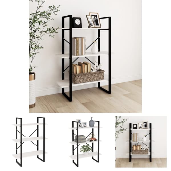 The Living Store bogreol med 3 hylder 80x30x105 cm massivt fyrretræ hvid -  Bogskabe & reoler