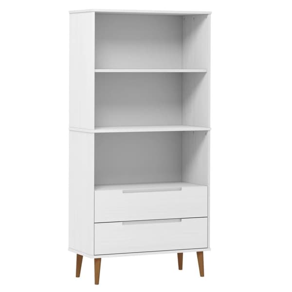The Living Store Kirjahylly MOLDE valkoinen 85x35x170,5 cm täysi mänty -  Kirjahyllyt