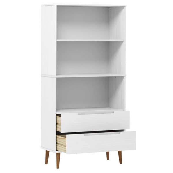 The Living Store Kirjahylly MOLDE valkoinen 85x35x170,5 cm täysi mänty -  Kirjahyllyt