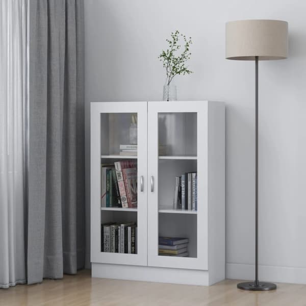 The Living Store vitrineskab 82,5x30,5x115 cm spånplade hvid - Bogskabe & reoler