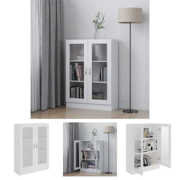 The Living Store vitrineskab 82,5x30,5x115 cm spånplade hvid - Bogskabe & reoler