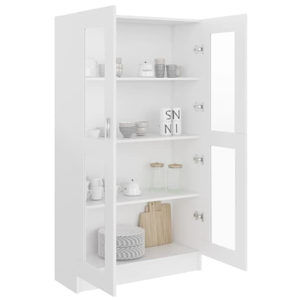 The Living Store Vitrinskåp vit 82,5x30,5x150 cm spånskiva -  Bokhyllor & fristående hyllor