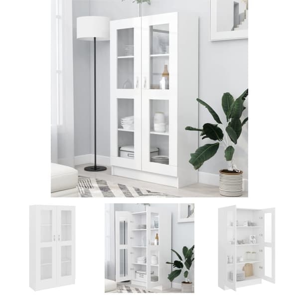 The Living Store vitrineskab 82,5x30,5x150 cm spånplade hvid -  Bogskabe & reoler