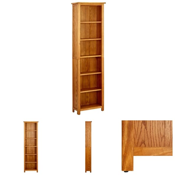 The Living Store bogreol med 6 hylder 52x22x180 cm massivt egetræ - Bogskabe & reoler