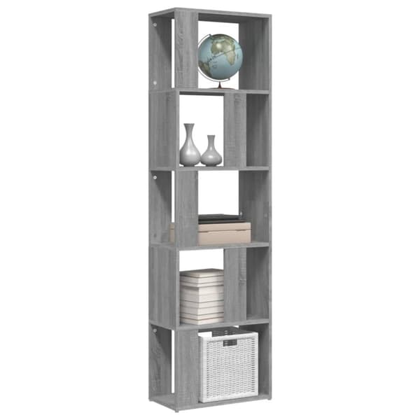 The Living Store Kirjahylly harmaa Sonoma 45x24x160 cm tekninen puu - Kirjahyllyt
