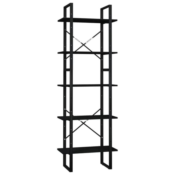 The Living Store bogreol med 5 hylder 60x30x175 cm fyrretræ sort -  Bogskabe & reoler