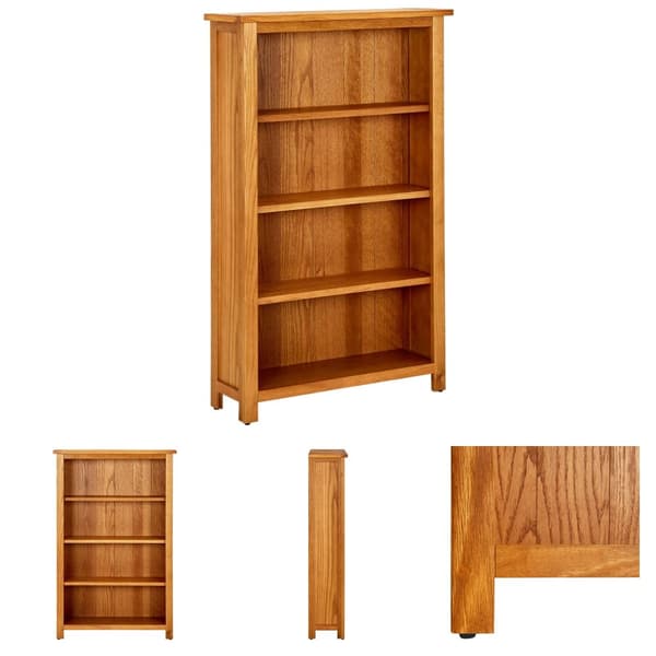 The Living Store bogreol med 4 hylder 70x22x110 cm massivt egetræ - Bogskabe & reoler