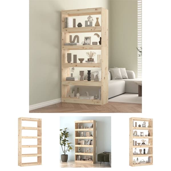 The Living Store bogreol/rumdeler 80x30x167,4 cm massivt fyrretræ -  Bogskabe & reoler