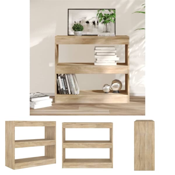 The Living Store bogreol/rumdeler 80x30x72 cm sonoma-eg - Bogskabe & reoler