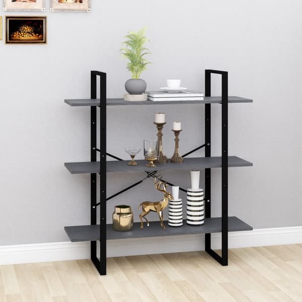 The Living Store 3-tasoinen kirjahylly harmaa 100x30x105 cm täysi mänty - Kirjahyllyt