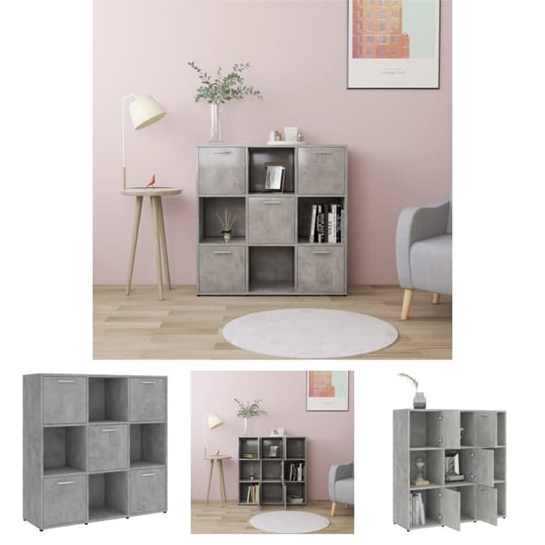 The Living Store bogreol 90x30x90 cm konstrueret træ betongrå -  Bogskabe & reoler