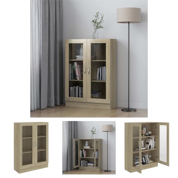 The Living Store vitrineskab 82,5x30,5x115 cm spånplade sonoma-eg -  Bogskabe & reoler