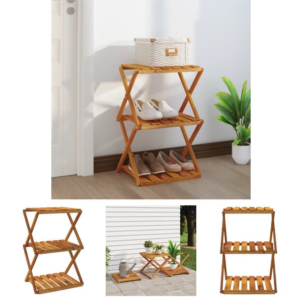 The Living Store Hopfällbar hylla 3 hyllplan brun 43x31x63 cm massivt akaciaträ -  Bokhyllor & fristående hyllor