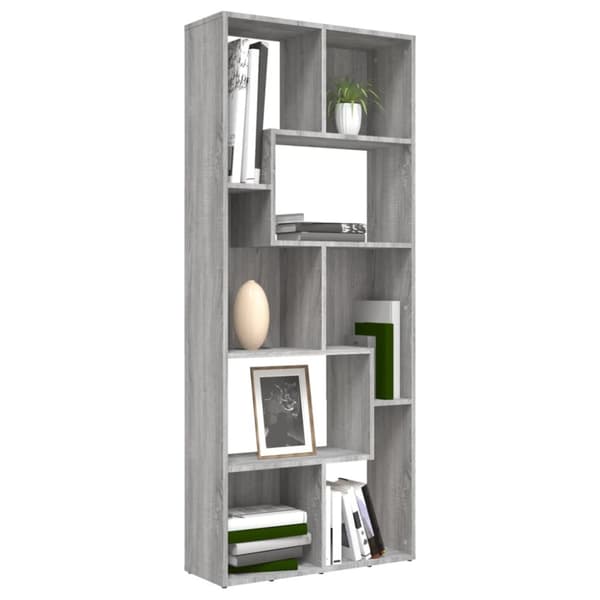The Living Store bogreol 67x24x161 cm konstrueret træ grå sonoma-eg -  Bogskabe & reoler