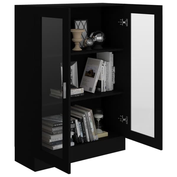 The Living Store Vitriinikaappi musta 82,5x30,5x115 cm tekninen puu -  Kirjahyllyt