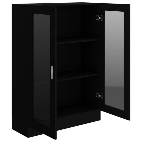 The Living Store Vitriinikaappi musta 82,5x30,5x115 cm tekninen puu -  Kirjahyllyt