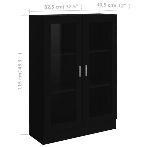 The Living Store Vitriinikaappi musta 82,5x30,5x115 cm tekninen puu -  Kirjahyllyt