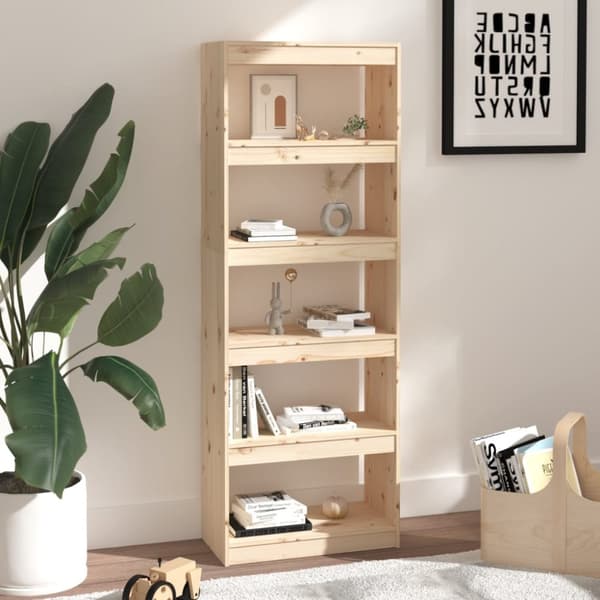 The Living Store bogreol/rumdeler 60x30x167,5 massivt fyrretræ -  Bogskabe & reoler