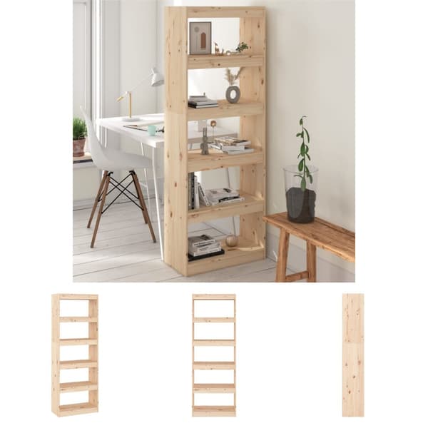 The Living Store bogreol/rumdeler 60x30x167,5 massivt fyrretræ -  Bogskabe & reoler