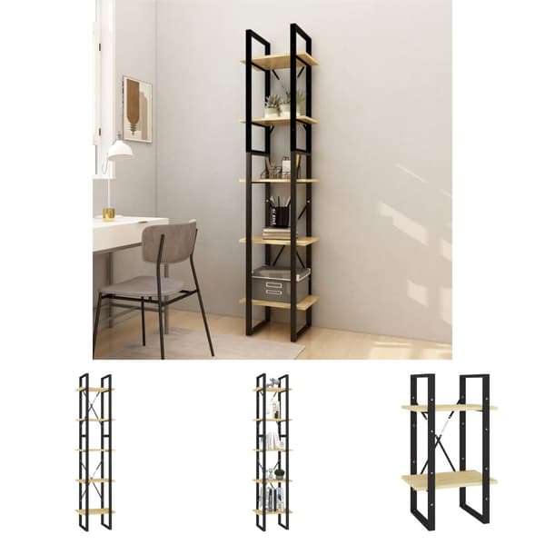 The Living Store bogreol 40x30x175 cm 5 hylder massivt fyrretræ -  Bogskabe & reoler