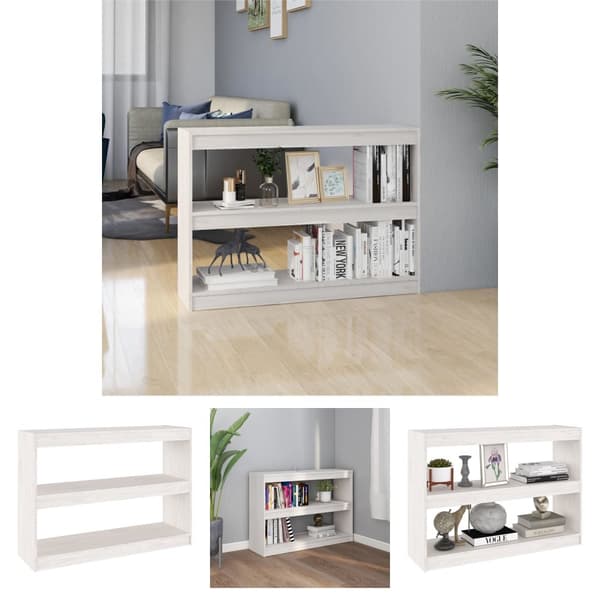 The Living Store bogreol/rumdeler 100x30x71,5 cm fyrretræ hvid -  Bogskabe & reoler