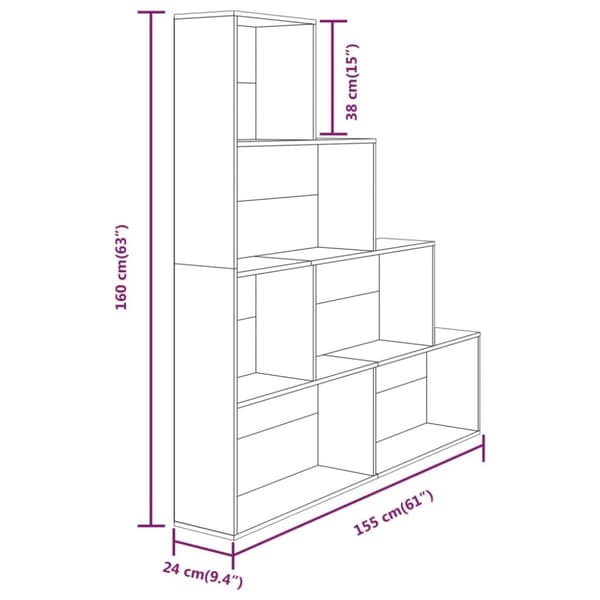 The Living Store Kirjahylly ruskea tammi 155x24x160 cm - Kirjahyllyt