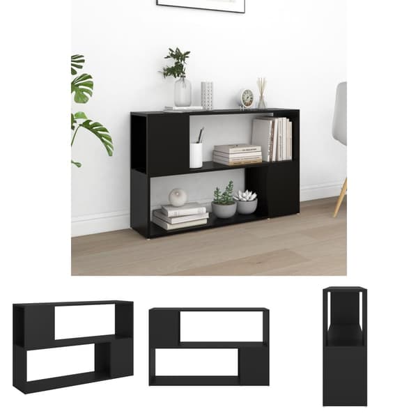 The Living Store Bokhylla svart 100x24x63 cm konstruerat trä -  Bokhyllor & fristående hyllor