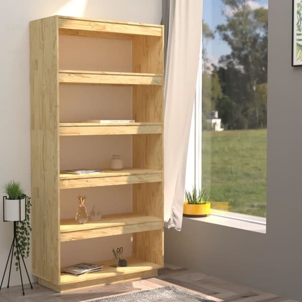 The Living Store bogreol/rumdeler 80x35x167 cm massivt fyrretræ -  Bogskabe & reoler