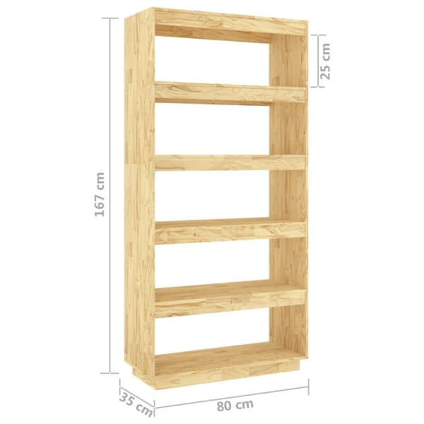 The Living Store bogreol/rumdeler 80x35x167 cm massivt fyrretræ -  Bogskabe & reoler