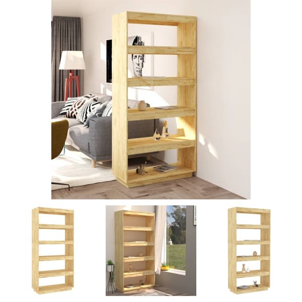 The Living Store bogreol/rumdeler 80x35x167 cm massivt fyrretræ -  Bogskabe & reoler