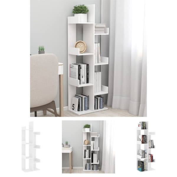 The Living Store Bokhylla vit 48x25,5x140 cm spånskiva -  Bokhyllor & fristående hyllor