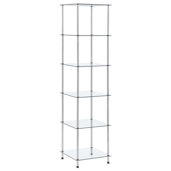 The Living Store reol 6 hylder 40x40x160 cm hærdet glas transparent -  Bogskabe & reoler