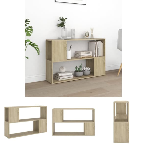 The Living Store bogskab 100x24x63 cm spånplade sonoma-egetræsfarvet - Bogskabe & reoler
