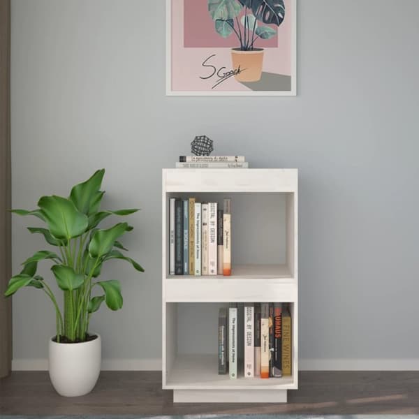 The Living Store bogreol 40x35x71 cm massivt fyrretræ hvid - Bogskabe & reoler
