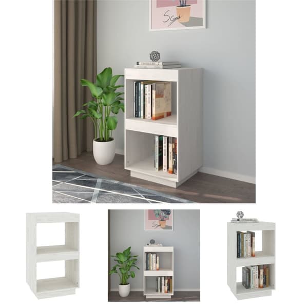 The Living Store bogreol 40x35x71 cm massivt fyrretræ hvid - Bogskabe & reoler