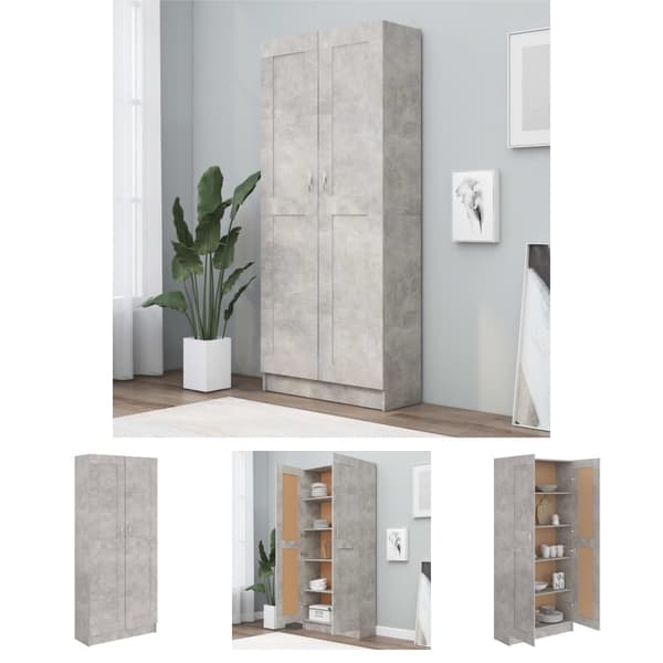 The Living Store Kirjahylly betoninharmaa 82,5x30,5x185,5 cm tekninen puu - Kirjahyllyt