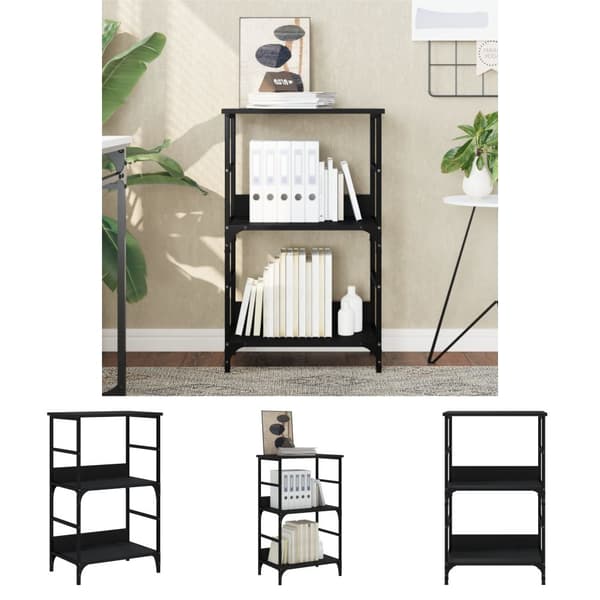 The Living Store bogreol 50x33x82 cm konstrueret træ sort -  Bogskabe & reoler