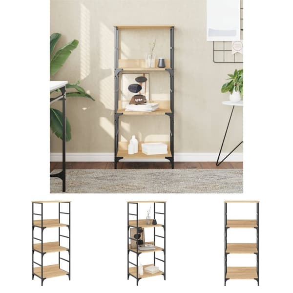 The Living Store bogreol 50x33x117,5 cm konstrueret træ sonoma-eg -  Bogskabe & reoler
