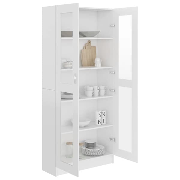 Bogskabe & reoler - Living vitrineskab 82,5x30,5x185,5 cm spånplade hvid