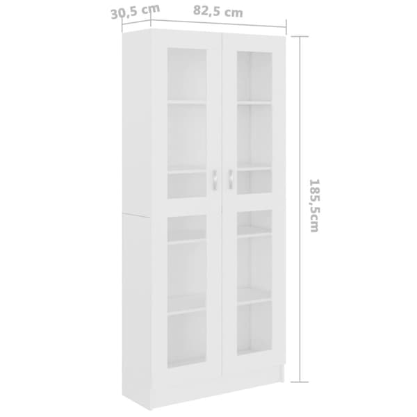 Bogskabe & reoler - Living vitrineskab 82,5x30,5x185,5 cm spånplade hvid