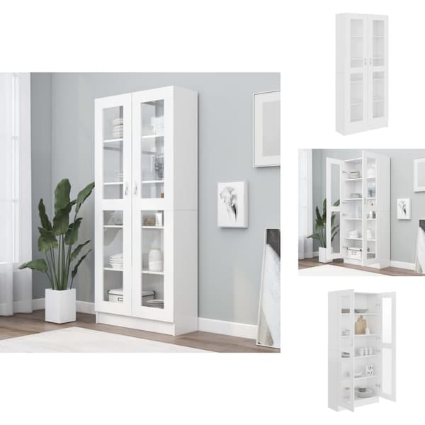 Bogskabe & reoler - Living vitrineskab 82,5x30,5x185,5 cm spånplade hvid