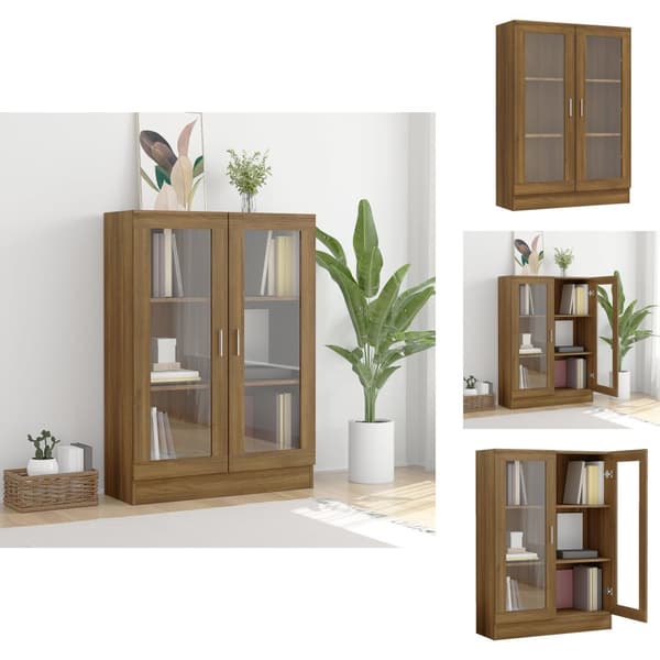 Bogskabe & reoler - Living vitrineskab 82,5x30,5x115 cm konstrueret træ brun egetræsfarve