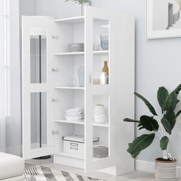 Bogskabe & reoler - Living vitrineskab 82,5x30,5x150 cm spånplade hvid