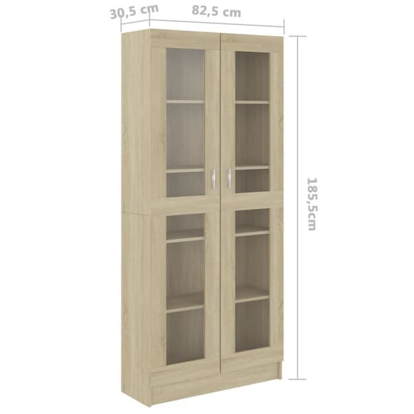 Bogskabe & reoler - Living vitrineskab 82,5x30,5x185,5 cm spånplade sonoma-eg