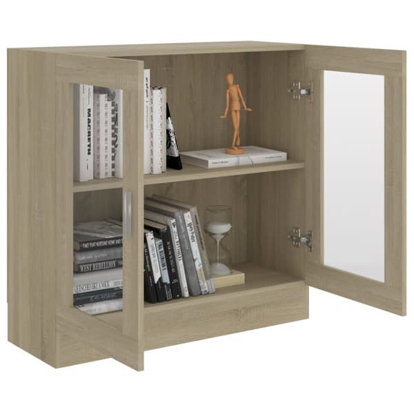Bogskabe & reoler - Living vitrineskab 82,5x30,5x80 cm konstrueret træ sonoma-eg