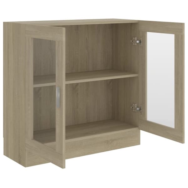 Bogskabe & reoler - Living vitrineskab 82,5x30,5x80 cm konstrueret træ sonoma-eg