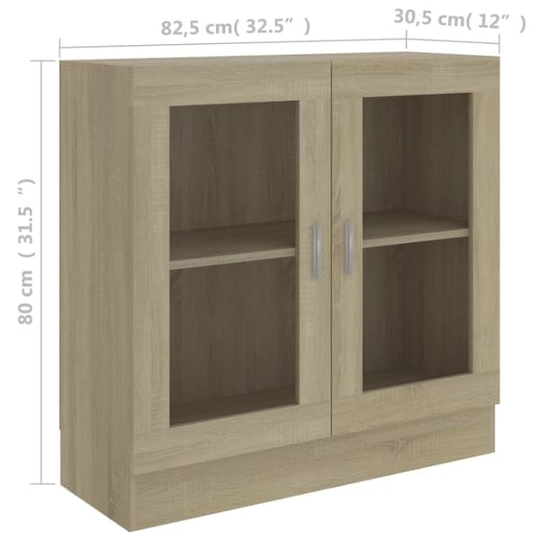 Bogskabe & reoler - Living vitrineskab 82,5x30,5x80 cm konstrueret træ sonoma-eg