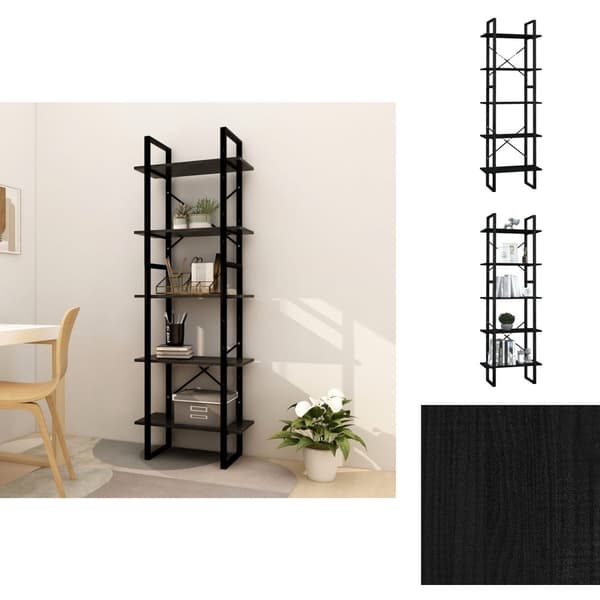 Bogskabe & reoler - Living bogreol med 5 hylder 60x30x175 cm fyrretræ sort