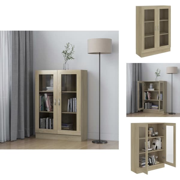 Kirjahyllyt - Living Vitriinikaappi Sonoma-tammi 82,5x30,5x115 cm tekninen puu